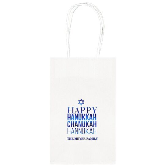 Hanukkah Chanukah Medium Twisted Handled Bags